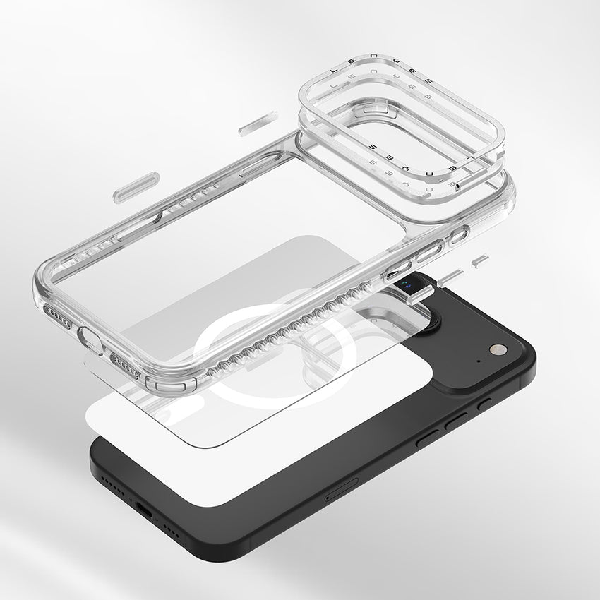 Lenyes iPhone 17 Air Kılıf | M-safe Şarj Özellikli Metal Kamera Çerçeveli Airbag Tasarımlı CK221 PC Kapak