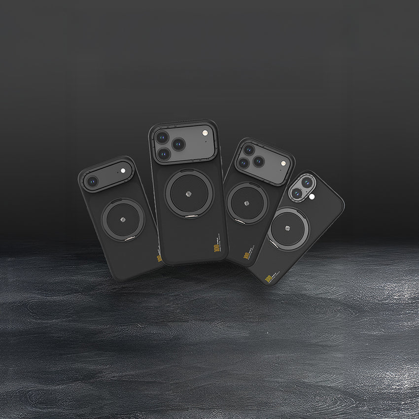 iPhone 17 Air Kılıf | M-Safe Şarj Destekli Metal Standlı Kevlar Kapak | Lenyes CK225