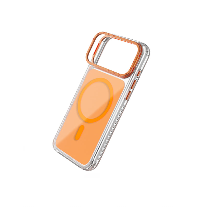 Lenyes Apple iPhone 17 Pro Kılıf M-Safe Şarj Özellikli Metal Kamera Çerçeveli Airbag Tasarımlı Lenyes CK221 Sert PC Kapak