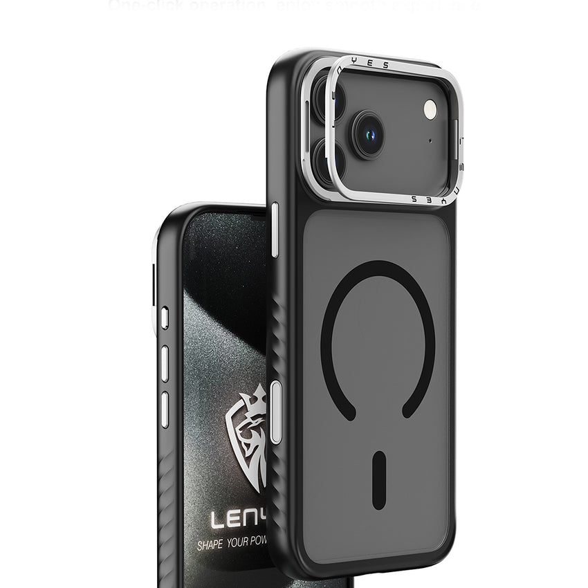 Lenyes iPhone 17 Pro Kılıf | M-safe Şarj Özellikli Metal Kamera Standlı Lenyes CK226 PC Kapak