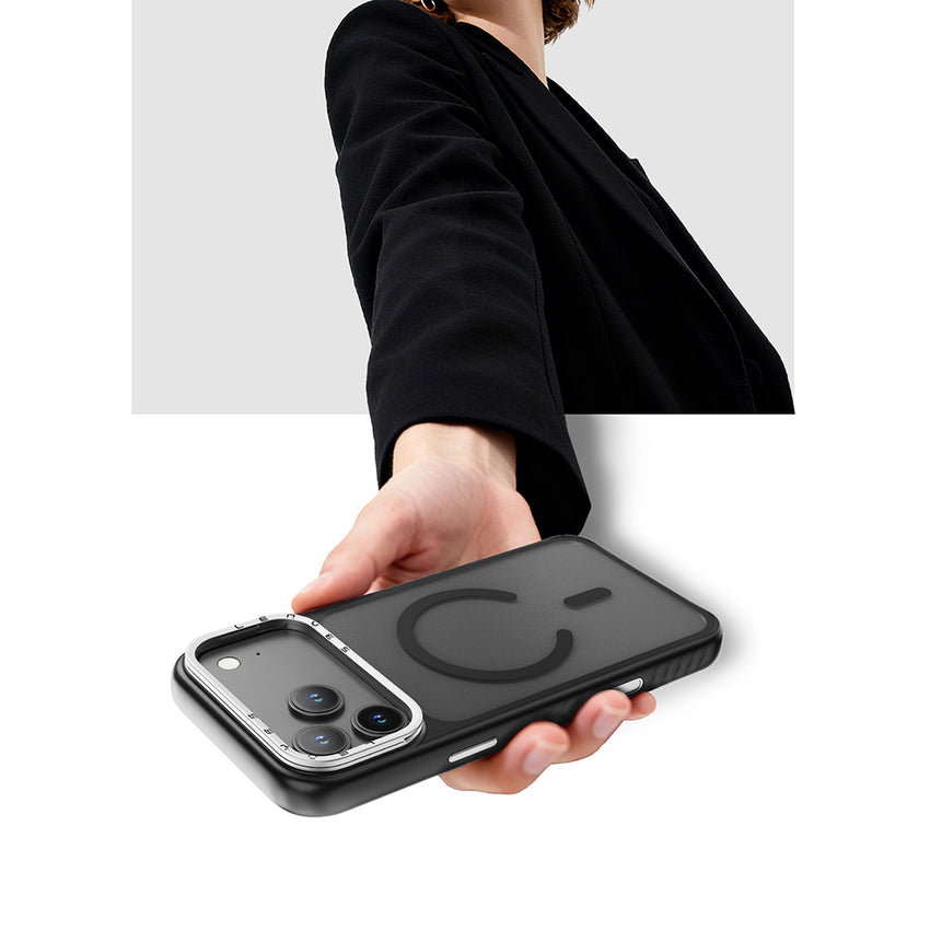 Lenyes iPhone 17 Pro Kılıf | M-safe Şarj Özellikli Metal Kamera Standlı Lenyes CK226 PC Kapak