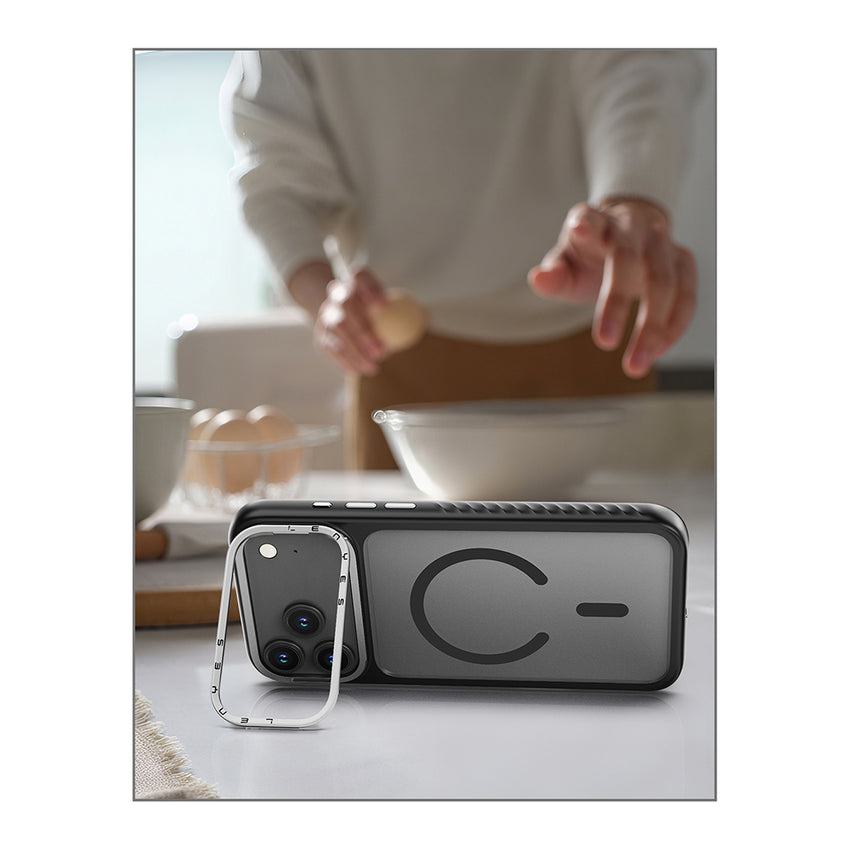 Lenyes iPhone 17 Pro Kılıf | M-safe Şarj Özellikli Metal Kamera Standlı Lenyes CK226 PC Kapak