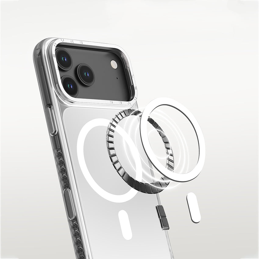 Lenyes Apple iPhone 17 Pro Max Kılıf M-safe Şarj Özellikli Metal Kamera Çerçeveli Airbag Tasarımlı Lenyes CK221 Sert PC Kapak