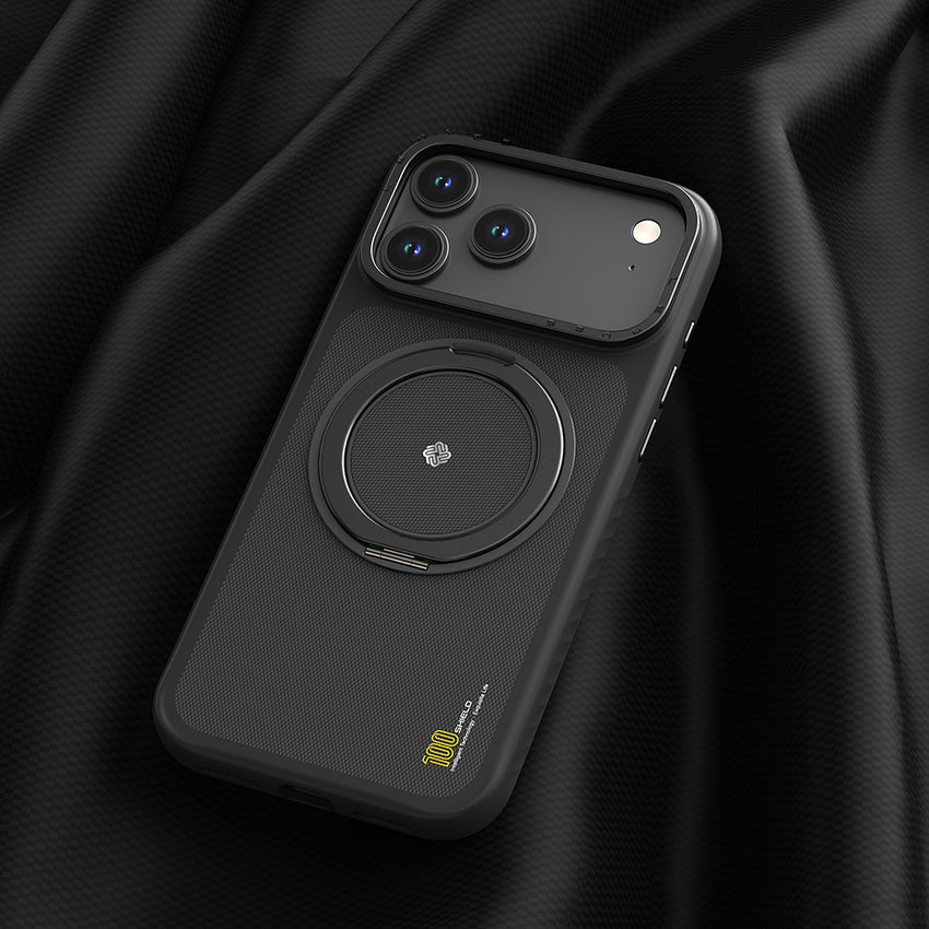 iPhone 17 Pro Max Kevlar Kılıf | M-Safe Metal Standlı Lenyes CK225