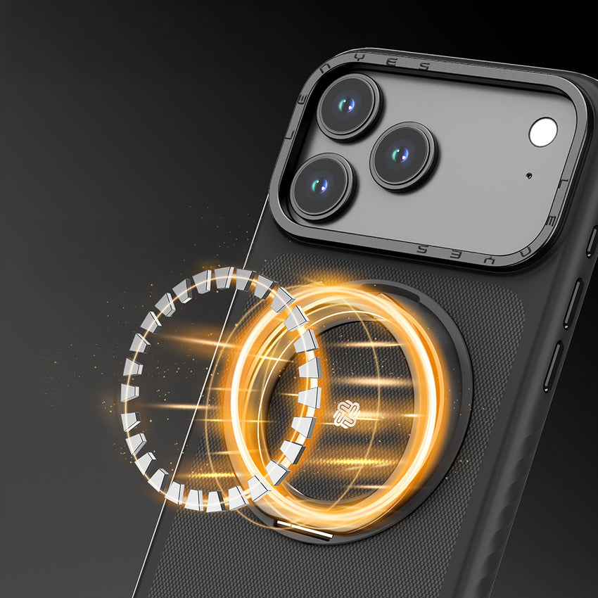 iPhone 17 Pro Max Kevlar Kılıf | M-Safe Metal Standlı Lenyes CK225