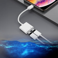 Lenyes AX92 | Lightning to Lightning 2in1 Şarj ve Kulaklık Dönüştürücü Adaptör