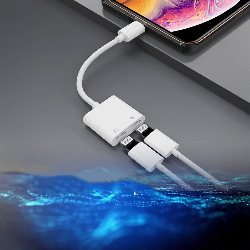 Lenyes AX92 | Lightning to Lightning 2in1 Şarj ve Kulaklık Dönüştürücü Adaptör