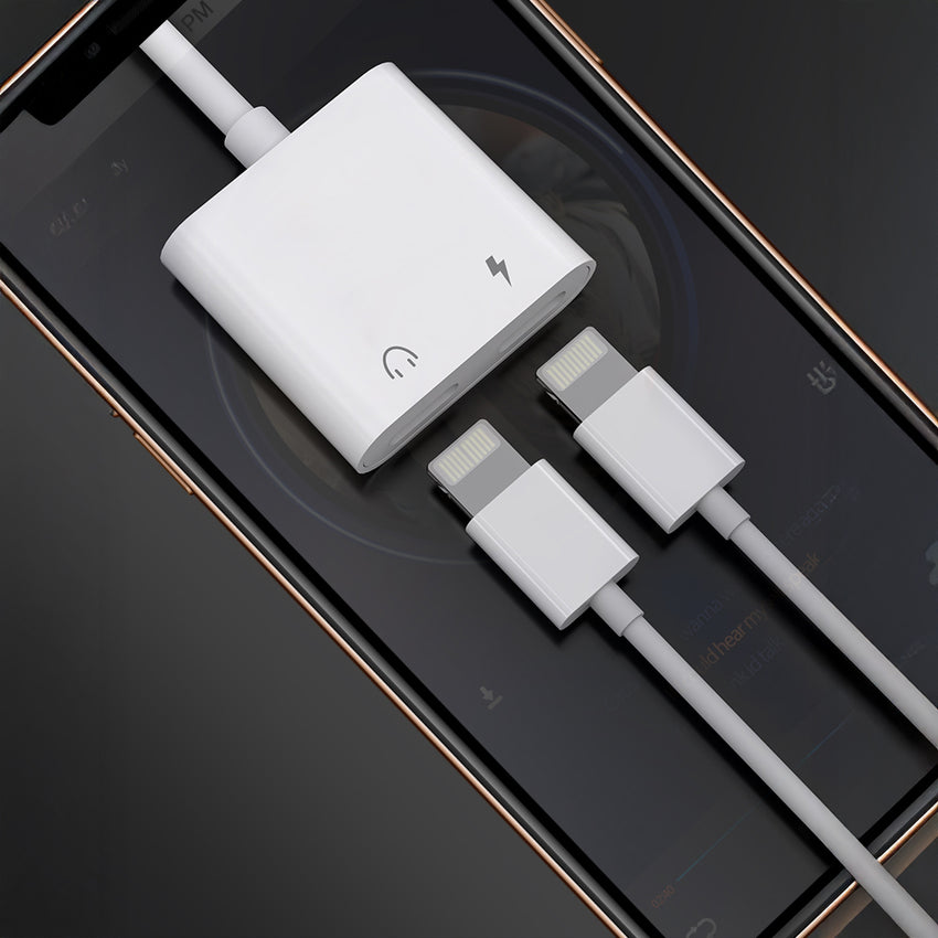Lenyes AX92 | Lightning to Lightning 2in1 Şarj ve Kulaklık Dönüştürücü Adaptör