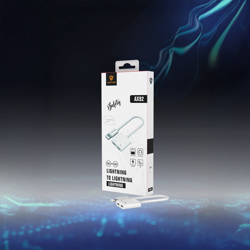 Lenyes AX92 | Lightning to Lightning 2in1 Şarj ve Kulaklık Dönüştürücü Adaptör