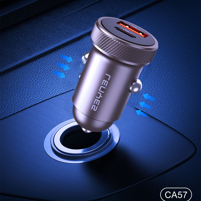 Lenyes CA57 | Hızlı Şarj Özellikli Dual Type-C + USB-A Portlu 30W Mini Araç Şarj Aleti