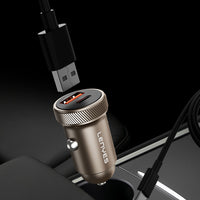 Lenyes CA57 | Hızlı Şarj Özellikli Dual Type-C + USB-A Portlu 30W Mini Araç Şarj Aleti
