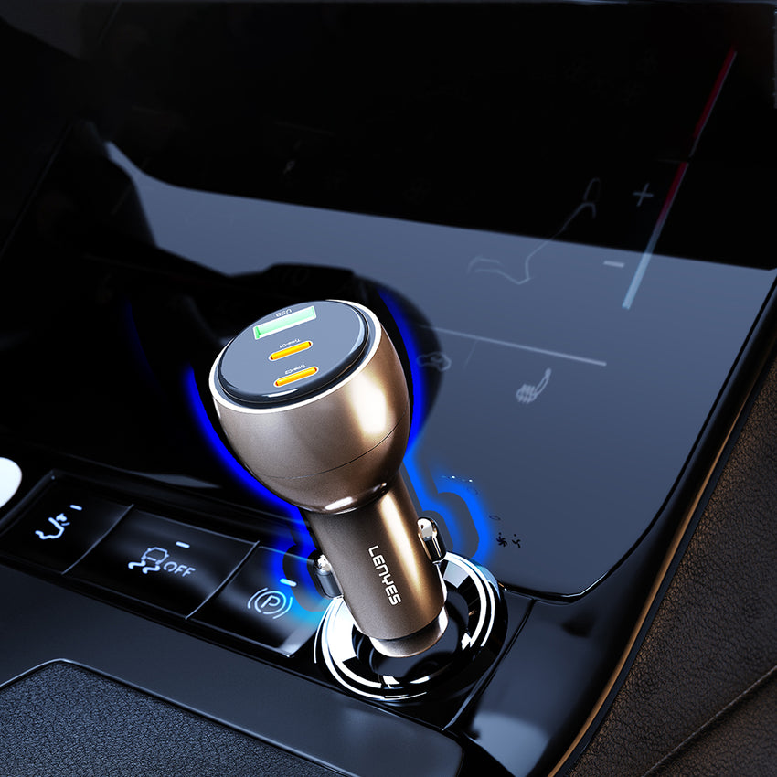 Lenyes CA66 Dual Type-C + USB-A PD Araç Şarj Aleti 95W