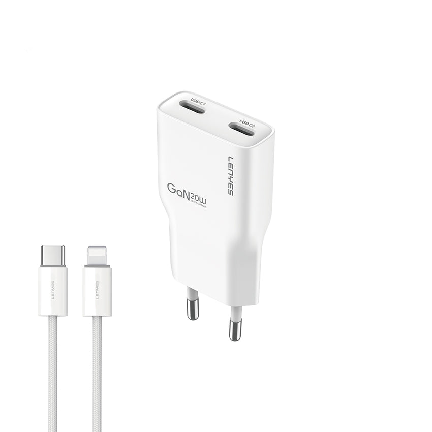 Lenyes LCH15-EU TC-L | GaN PD 20W Hızlı Şarj Seti Type-C to Lightning