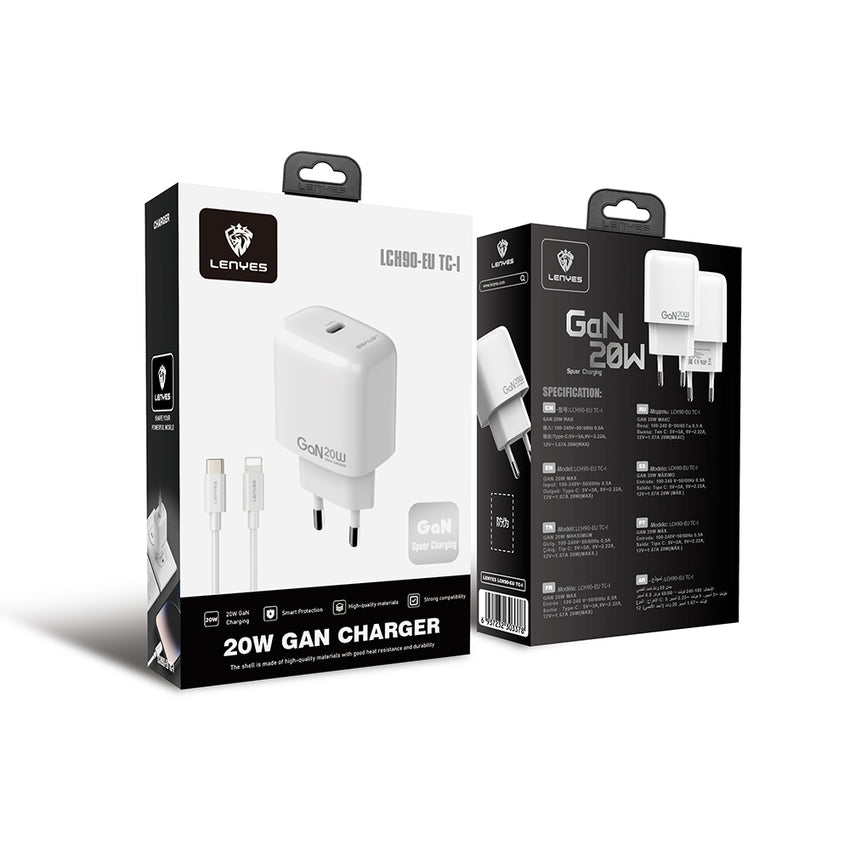 Lenyes LCH90-TC-L | Type-C to Lightning GaN Teknolojili PD Hızlı Şarj Seti 20W