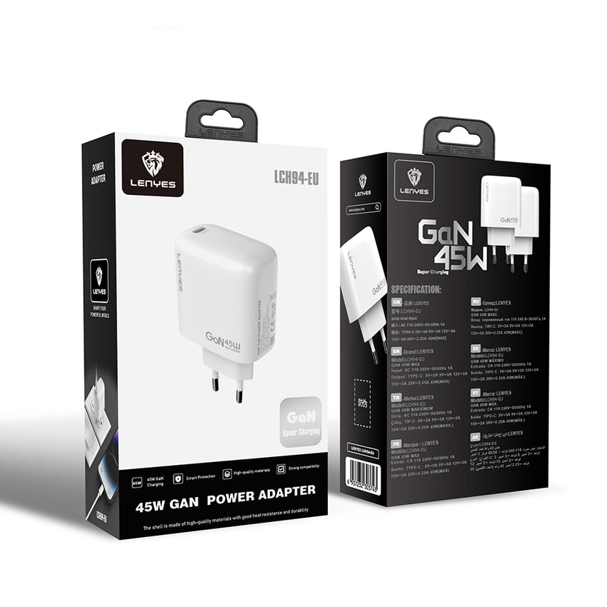 Lenyes LCH94 | Type-C GaN Teknolojili PD Hızlı Şarj Başlığı 45W