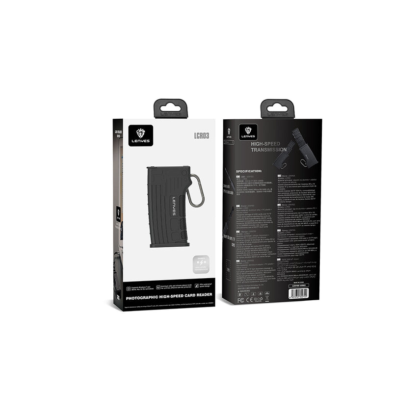 Lenyes LCR03 | Type-C Kablolu Su Geçirmez Çoklu Kart Depolama & Okuyucu Kutusu – 10 Gbps