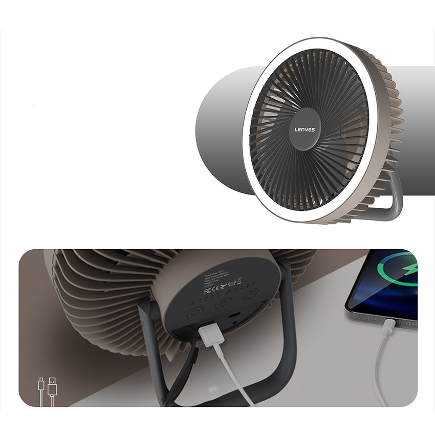 Lenyes LHF11 4 Kademeli LED Işıklı Çok Fonksiyonlu Sessiz Soğutucu Fan | 8000mAh Powerbank Özellikli