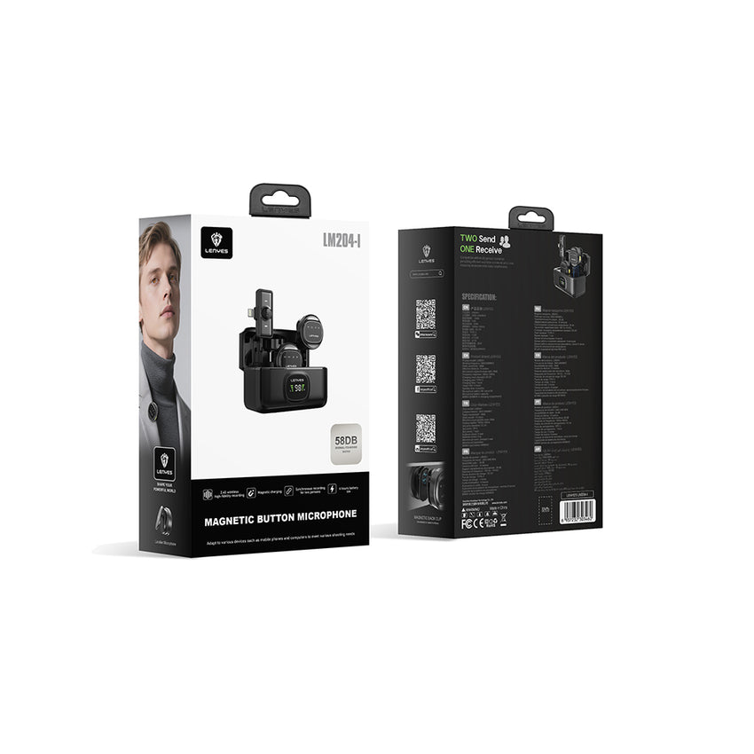 Lenyes LM204-L Lightning Bağlantılı Akıllı Gürültü Engelleyicili Kablosuz Yaka Mikrofonu