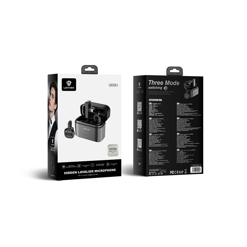 Lenyes LM209 | Lightning Portlu Kablosuz Yaka Mikrofonu 25m Menzil & 5 Saat Kullanım