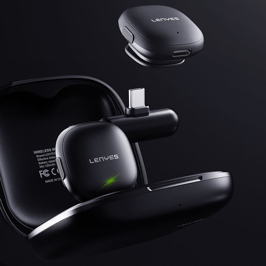 Lenyes LM210 Type-C Portlu Yapay Zekâ Gürültü Önleyici Çift Vericili Kablosuz Yaka Mikrofonu