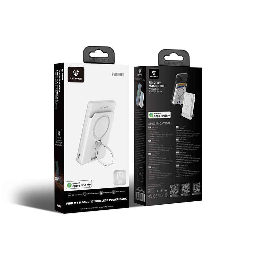 Lenyes PW0006D | PD 20W Hızlı Şarj Kartlıklı Standlı Wireless Powerbank 15W 5000mAh