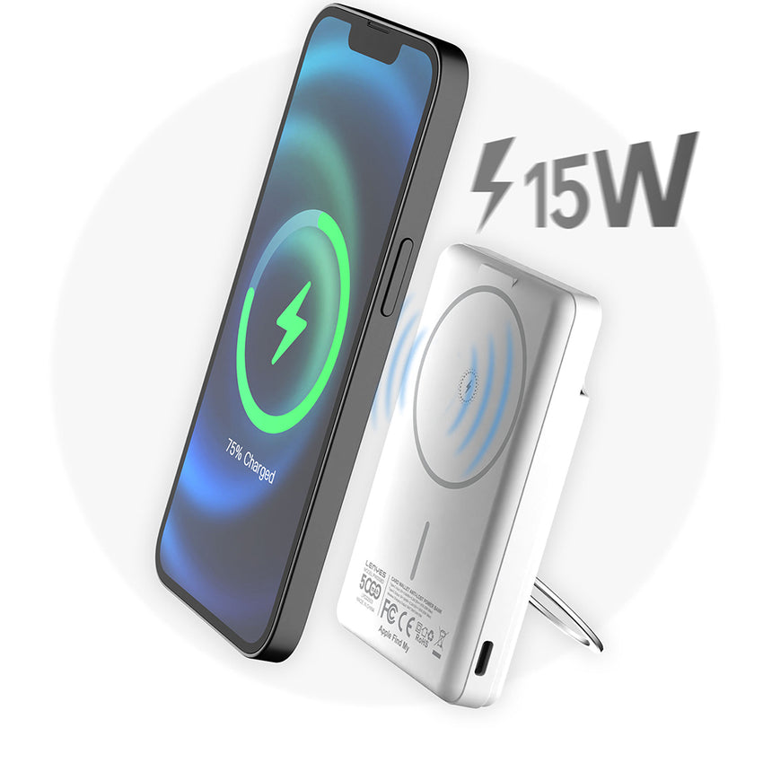 Lenyes PW0006D | PD 20W Hızlı Şarj Kartlıklı Standlı Wireless Powerbank 15W 5000mAh