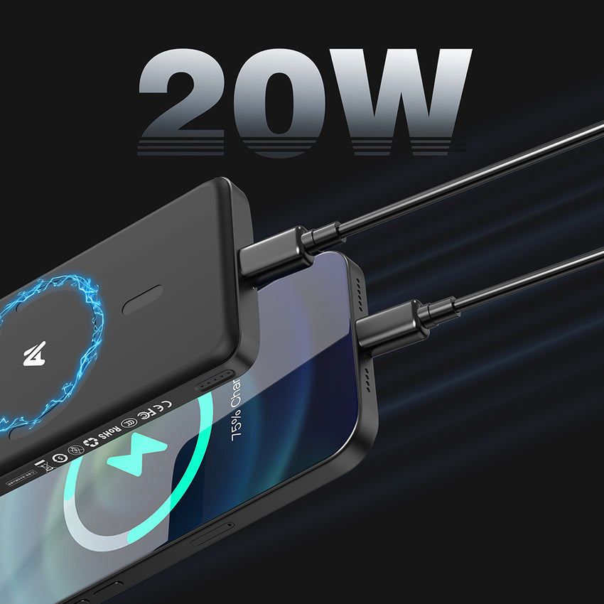 Lenyes PW0008D PD 20W 136 Dilde AI Destekli Çeviri Özellikli LED Ekranlı Ultra İnce Wireless Powerbank 15W 5000mAh