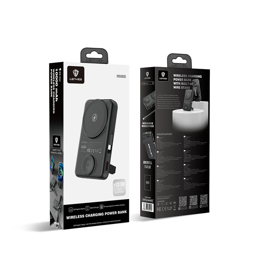 Lenyes PW1003D 22.5W Dijital LED Ekranlı Standlı Wireless Powerbank 15W 10000mAh – Kablosuz & Kablolu Şarj