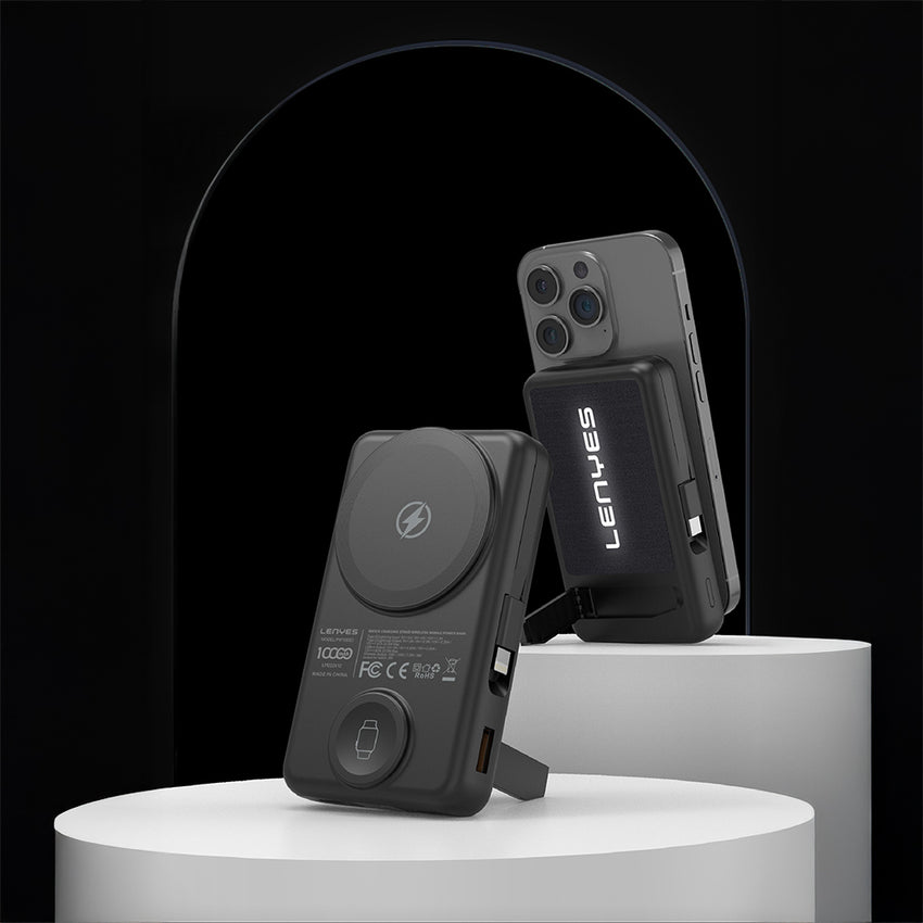 Lenyes PW1003D 22.5W Dijital LED Ekranlı Standlı Wireless Powerbank 15W 10000mAh – Kablosuz & Kablolu Şarj