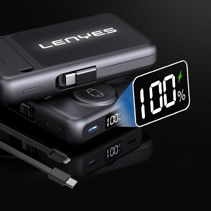 Lenyes PW1003D 22.5W Dijital LED Ekranlı Standlı Wireless Powerbank 15W 10000mAh – Kablosuz & Kablolu Şarj