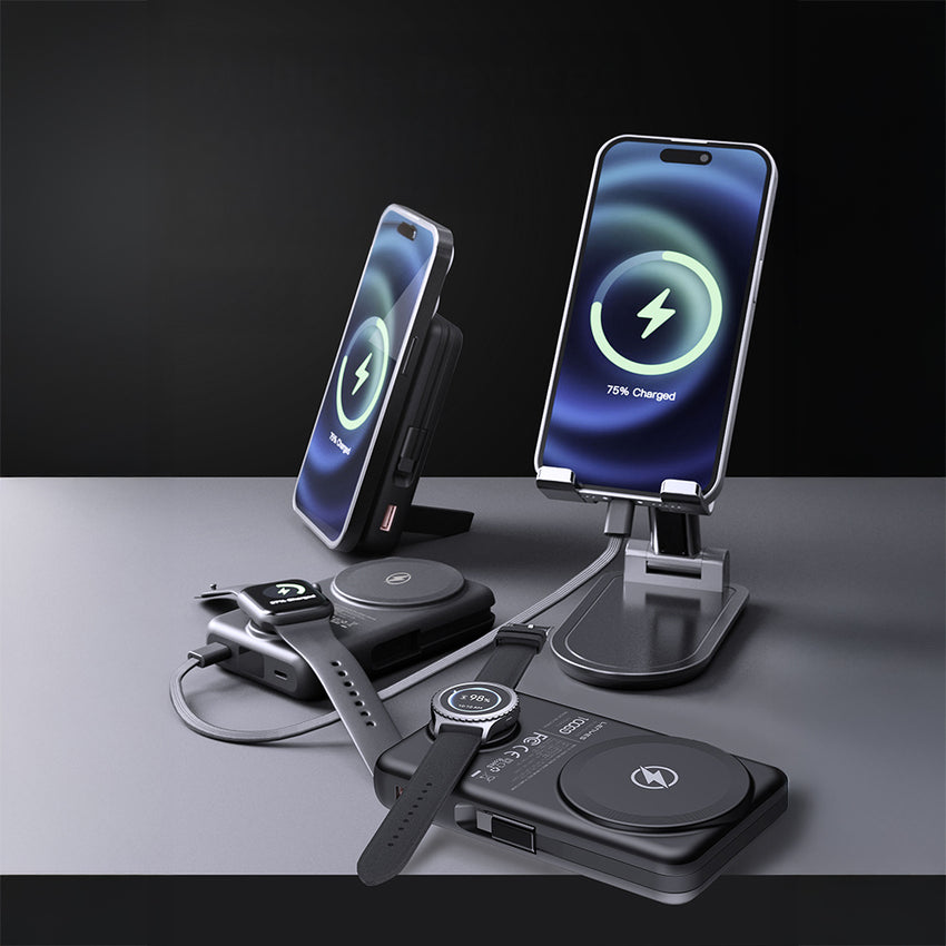 Lenyes PW1003D 22.5W Dijital LED Ekranlı Standlı Wireless Powerbank 15W 10000mAh – Kablosuz & Kablolu Şarj