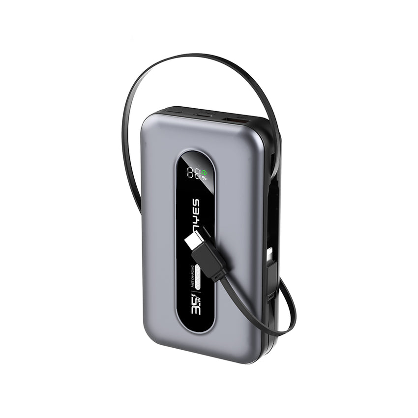 Lenyes PX1002D | 35W Hızlı Şarj Destekli Entegre 2 Kablolu Dijital LED Ekranlı Powerbank 10000mAh