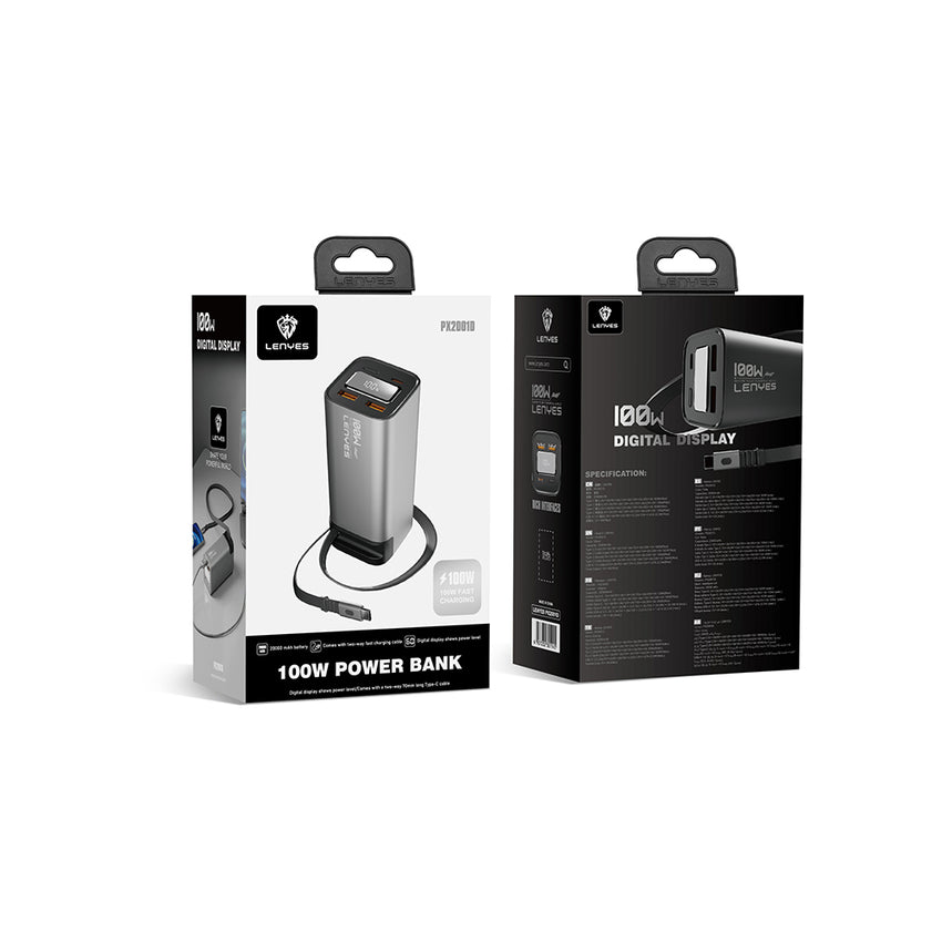 Lenyes PX2001D 100W Hızlı Şarj Özellikli Dijital LED Göstergeli Powerbank 20000mAh