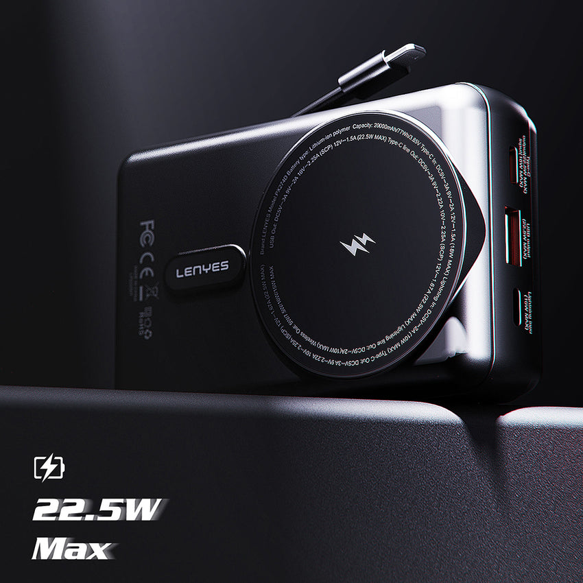 Lenyes PX274D | PD 22.5W | Standlı M-Safe Wireless Powerbank 15W 20000mAh