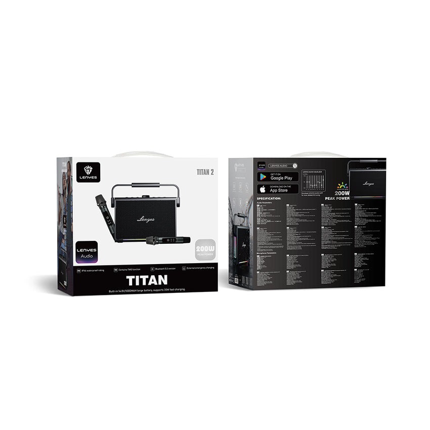 Lenyes Titan 2 Serisi RGB Işıklı Çift Mikrofonlu TWS Bluetooth Speaker Hoparlör v5.3 5000mAh