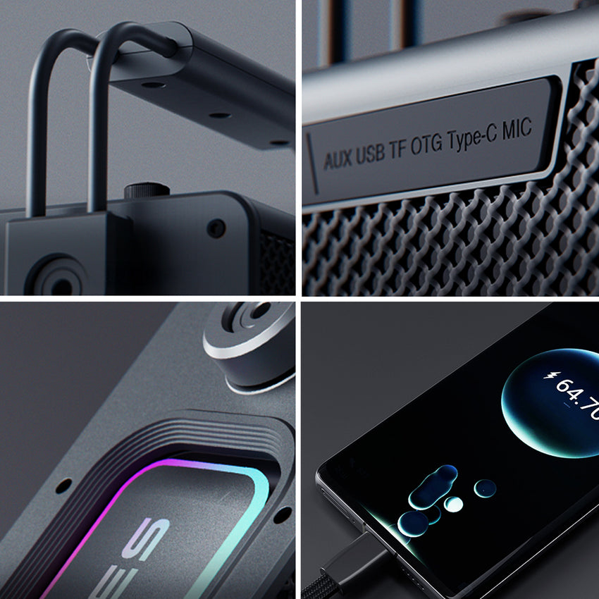 Lenyes Titan 2 Serisi RGB Işıklı Çift Mikrofonlu TWS Bluetooth Speaker Hoparlör v5.3 5000mAh