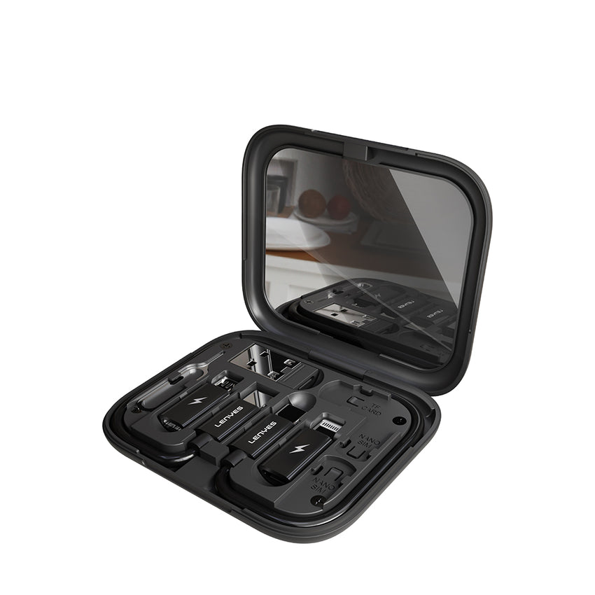 Lenyes LB602 | 6in1 Type-C to Type-C 60W Kablolu Adaptör Seti | Standlı & Aynalı Saklama Kutusu