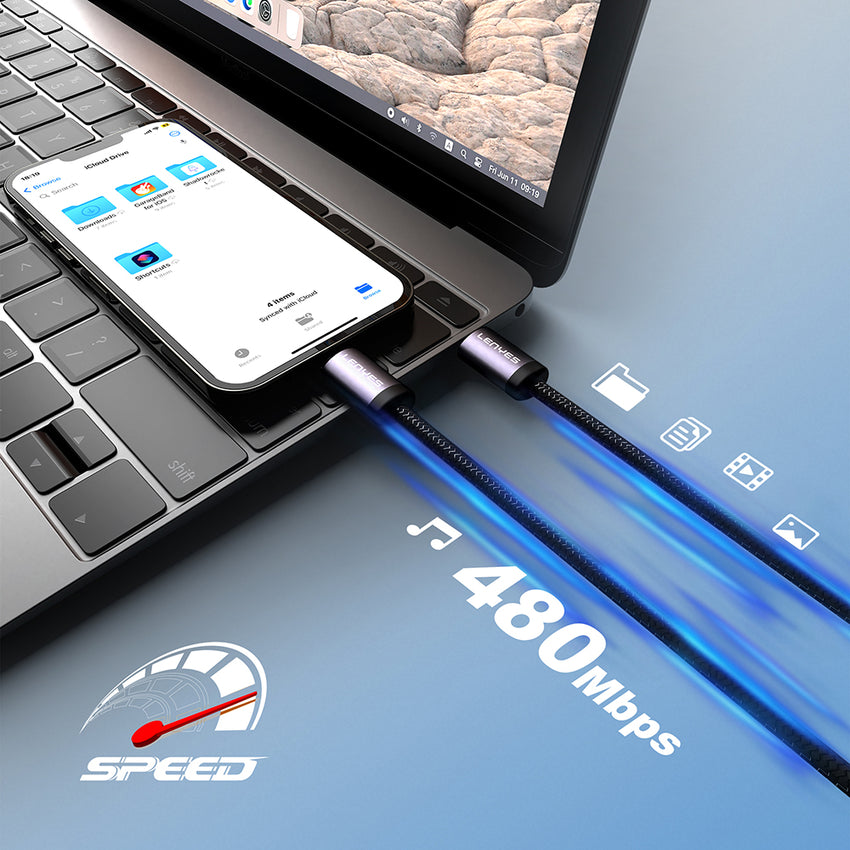 Lenyes LC537 | 60W Type-C to Type-C Örgülü Hızlı Şarj Kablosu | 1M