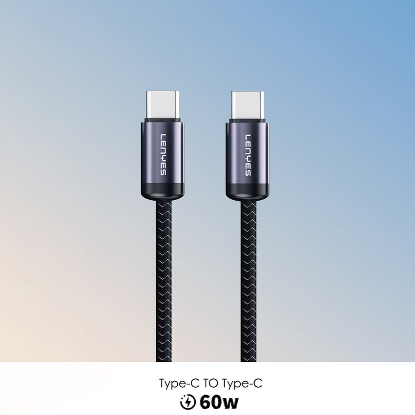 Lenyes LC537 | 60W Type-C to Type-C Örgülü Hızlı Şarj Kablosu | 1M