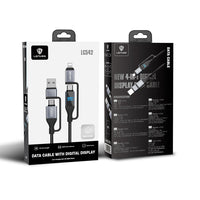 Lenyes LC542 | 4in1 100W Dijital Göstergeli Şarj Kablosu | USB-A & Type-C Girişli