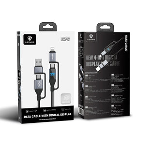Lenyes LC542 | 4in1 100W Dijital Göstergeli Şarj Kablosu | USB-A & Type-C Girişli