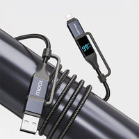 Lenyes LC542 | 4in1 100W Dijital Göstergeli Şarj Kablosu | USB-A & Type-C Girişli
